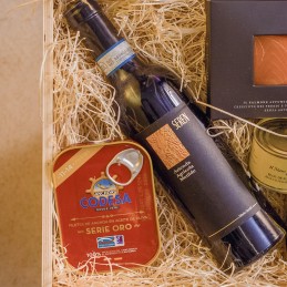 cassetta legno pacco natale gourmet casa del formaggio parma codesa seren passito