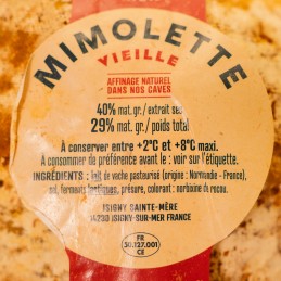 etichetta di formaggio mimolette