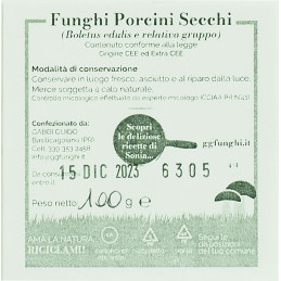 Etichetta dei Funghi porcini secchi Speciale Guido Gabbi 100g